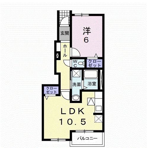YYロータスB(1LDK/1階)の間取り写真
