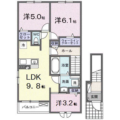 グランドビレッジ(3LDK/2階)の間取り写真
