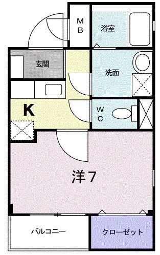 レジデンス赤坂(1K/2階)の間取り写真