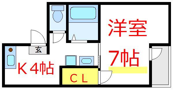 LA VISTA(1K/4階)の間取り写真
