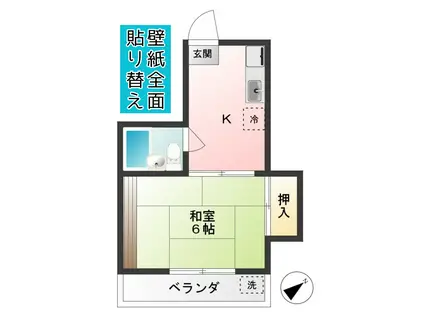 ウダガワビル(1K/3階)の間取り写真