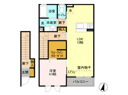 セレーネ石倉(1LDK/2階)の間取り写真