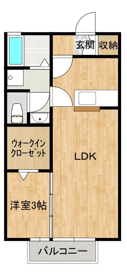 ヴェルデ津森(1LDK/2階)の間取り写真