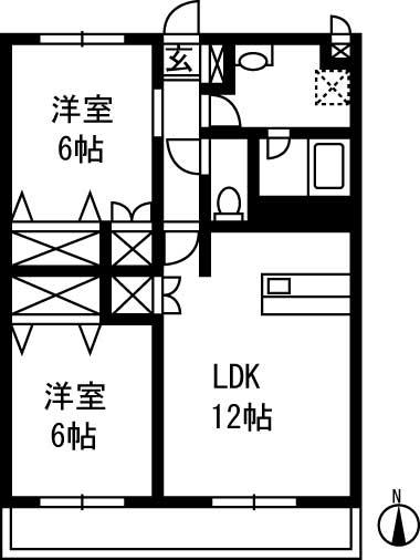 メゾン・カサブランカ(2LDK/1階)の間取り写真
