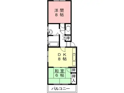 第2サンハイツ戸崎(2DK/1階)の間取り写真