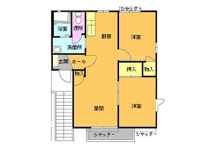 フォンテーヌ B-201(2LDK/2階)の間取り写真