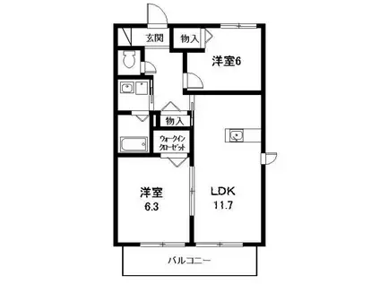 クラヴィエFK(2LDK/1階)の間取り写真