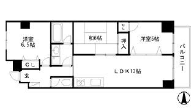 ブルー・エス(3LDK/6階)の間取り写真
