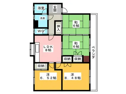 第2シャトーナツヤマ(4LDK/2階)の間取り写真