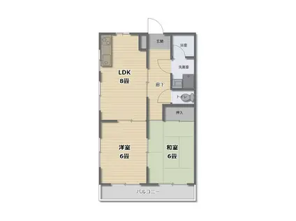 ウイング有馬(2LDK/2階)の間取り写真