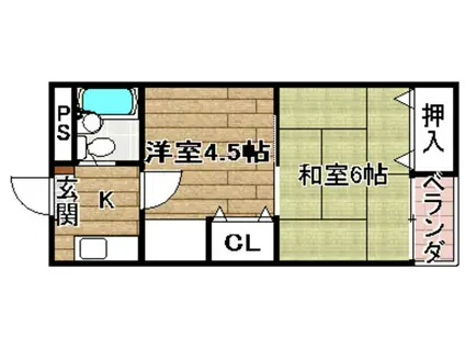 石田グリーンハイム(2K/2階)の間取り写真