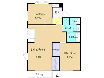 ファミール唐杉(2LDK/2階)の間取り写真