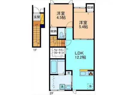 ブルーバード(2LDK/2階)の間取り写真