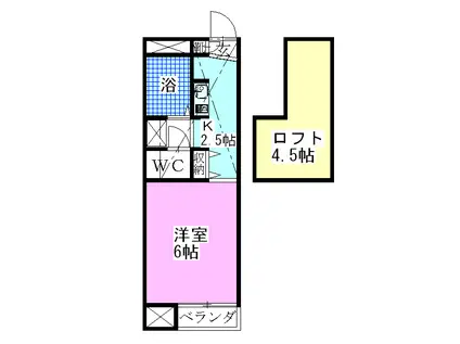 レオパレスファバーグローブII(1K/2階)の間取り写真