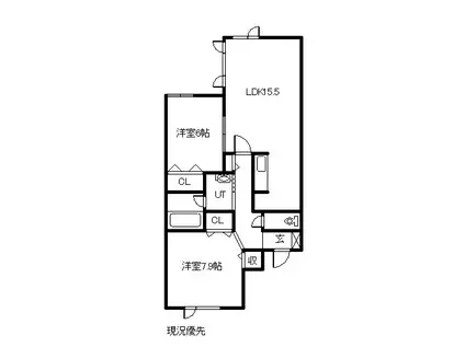 プレズィール春光A・B(2LDK/1階)の間取り写真