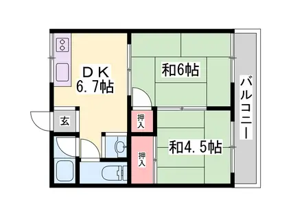 井貫マンション(2DK/2階)の間取り写真