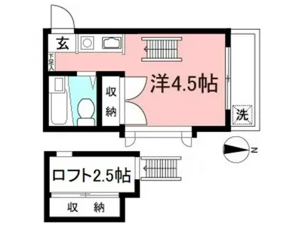 カワセハイム(ワンルーム/1階)の間取り写真