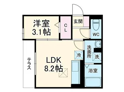 コンフォール夕陽ヶ丘(1LDK/1階)の間取り写真