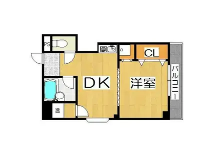 スカイコート堺(1DK/2階)の間取り写真