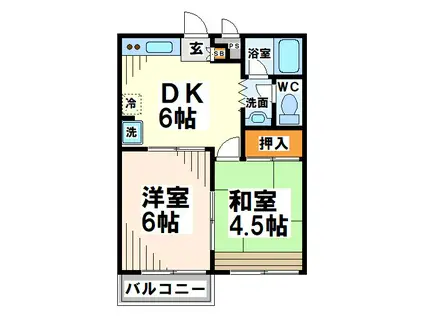 ハウスピュア 当社管理物件(2DK/2階)の間取り写真