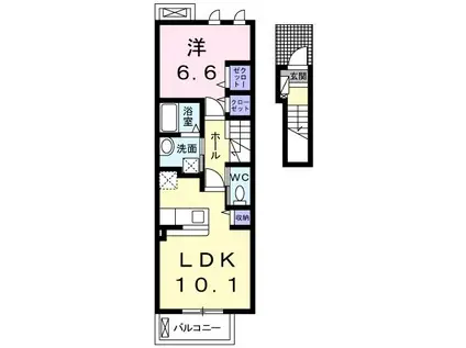 エアリーヒル アン(1LDK/2階)の間取り写真