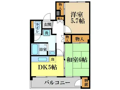 セントラルパレス小金井(2DK/2階)の間取り写真