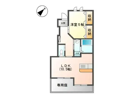 LUNAI SAKURAI(1LDK/1階)の間取り写真