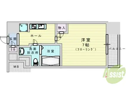 ドゥーエ江坂3(1K/15階)の間取り写真