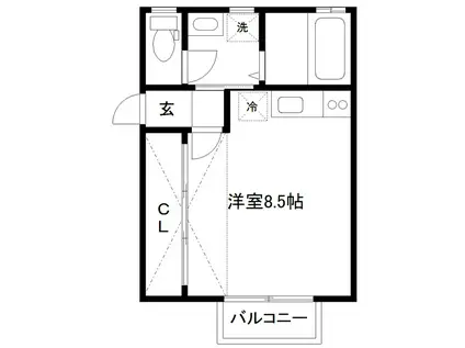 トラントロアII(ワンルーム/1階)の間取り写真