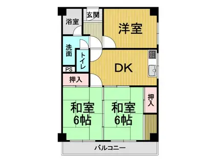 上甲東園マンション(3DK/1階)の間取り写真