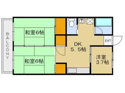 メゾン稲荷坂(3DK/4階)の間取り写真