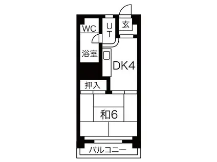 中駒九番団地3号棟(1DK/4階)の間取り写真