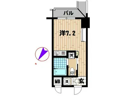 藤和伊勢佐木ハイタウン(ワンルーム/2階)の間取り写真