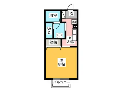 セジュールひらの(1K/1階)の間取り写真