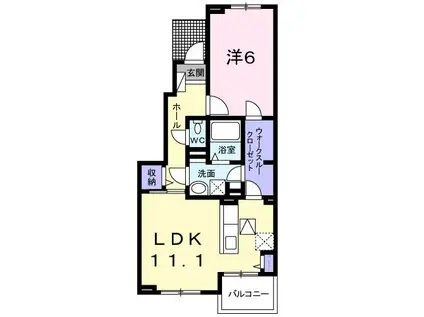 プレザント ハウス A(1LDK/1階)の間取り写真