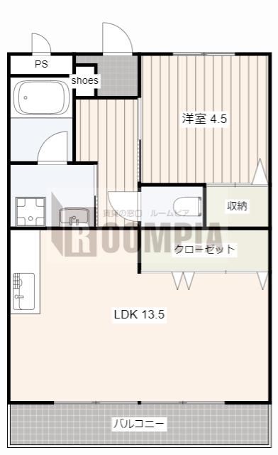 ルシエール鏡島(1LDK/1階)の間取り写真
