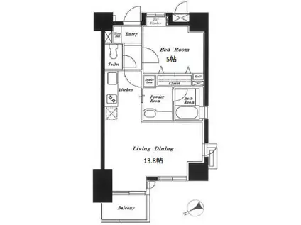 ライオンズマンション渋谷道玄坂(1LDK/3階)の間取り写真