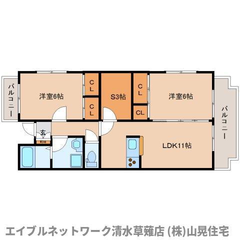 PRIMEVERE(2SLDK/2階)の間取り写真