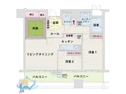 エスポアシティ札幌コンフォートプレイス(3LDK/4階)の間取り写真