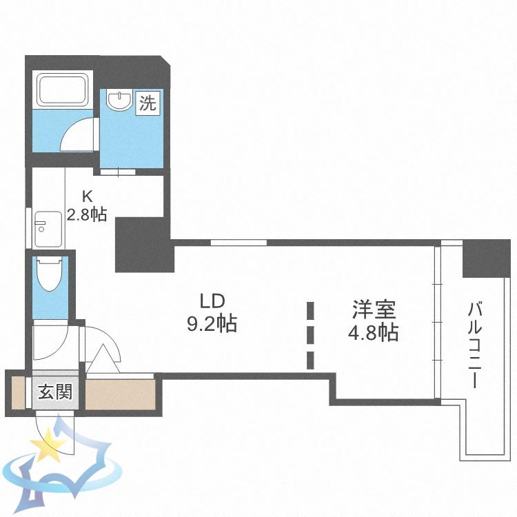 札幌中央レジデンス(1LDK/12階)の間取り写真