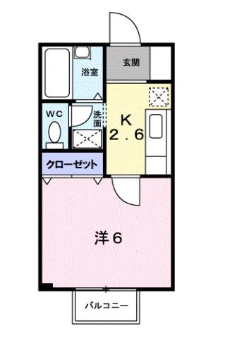 イグレック楯B(1K/1階)の間取り写真