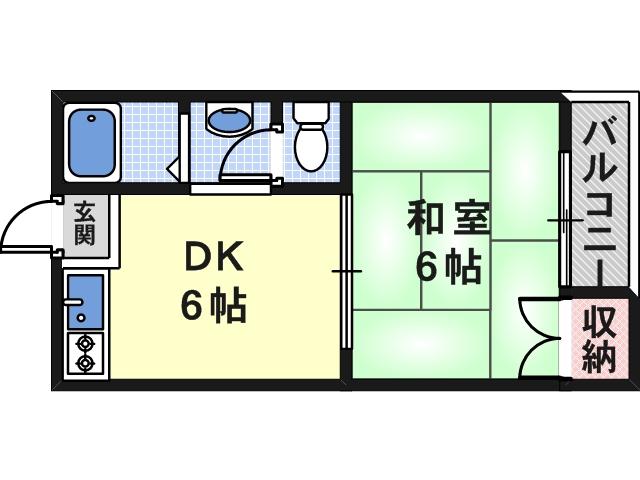 JP大阪住吉ビル(1DK/4階)の間取り写真