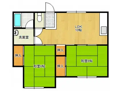 プライマリー下到津(2LDK/1階)の間取り写真