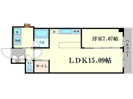 プレジオ本町(1LDK/14階)の間取り写真