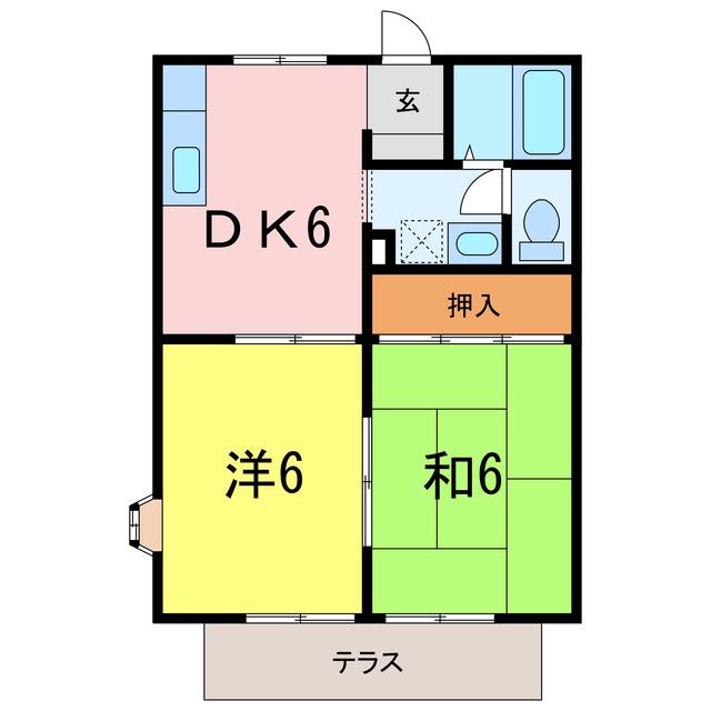 フェアリーハウス二本木(2DK/1階)の間取り写真