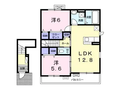 プリムローズ(2LDK/2階)の間取り写真