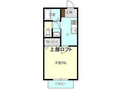 ひくまのハウス(1K/2階)の間取り写真