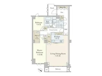 グランツオーベル南平台(2SLDK/1階)の間取り写真