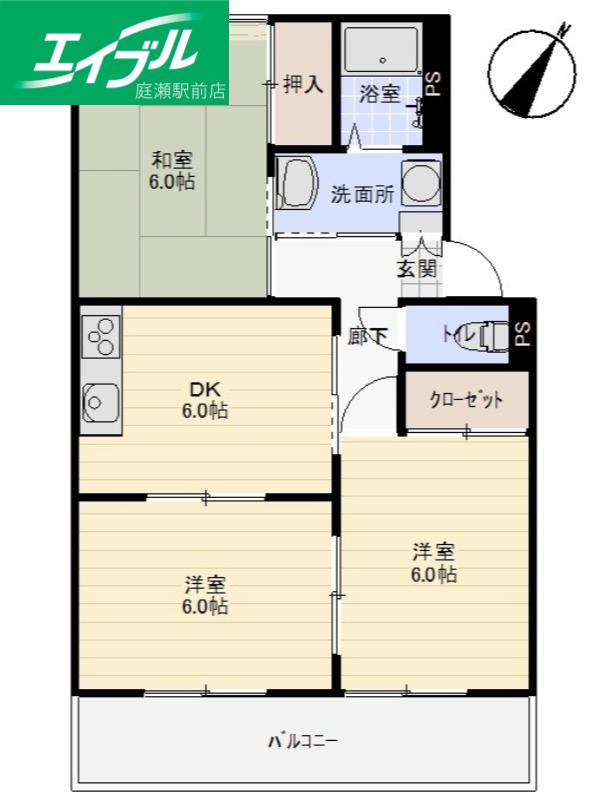 コスモハウス(3DK/2階)の間取り写真