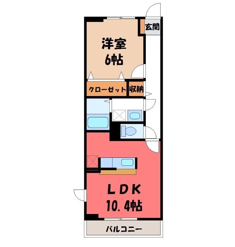 ジュネスM(1LDK/2階)の間取り写真